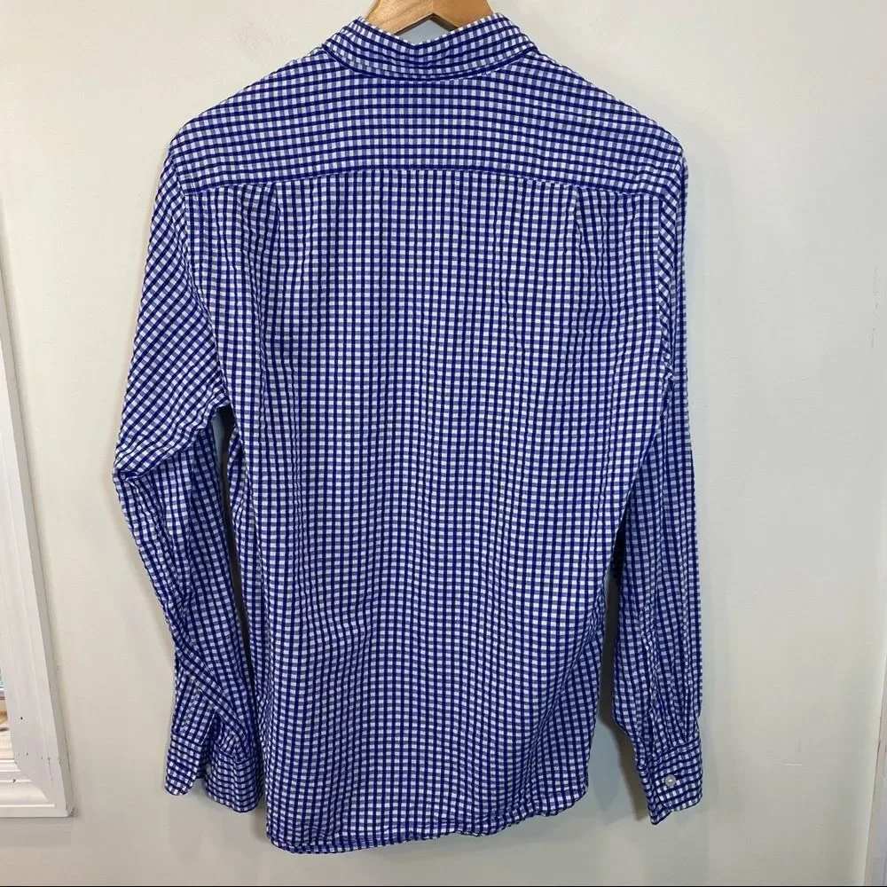 J. Crew men’s size small blue/white checkered cotton button‎ down shirt
